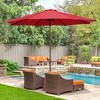 Yescom 9 Ft Wooden Patio Umbrella 8 Ribs Easy Tilt Table Parasol Outdoor Balcony Deck Red - 2 of 4