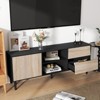 Hotraffy TV Stand up to 70+ inch, Mid Century Modern Entertainment Center with 2 Drawers - 2 of 4