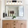 POWLIG 45.28-in 6-Light Matte Black Bathroom Light Fixtures Over Mirror Vanity Lighting with Milk White Glass Globe Shades - 4 of 4