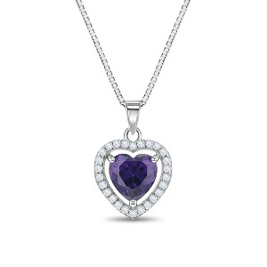 Girls' Royal CZ Heart Sterling Silver Necklace - In Season Jewelry - 1 of 4