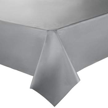 Smarty Had A Party Silver Rectangular Disposable Plastic Tablecloths (54" x 108") (96 Tablecloths)