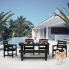 Hyleory 6pc HDPE Outdoor Dining Set with Rectangular Table & Umbrella Hole, Bench and Armchairs - 2 of 4