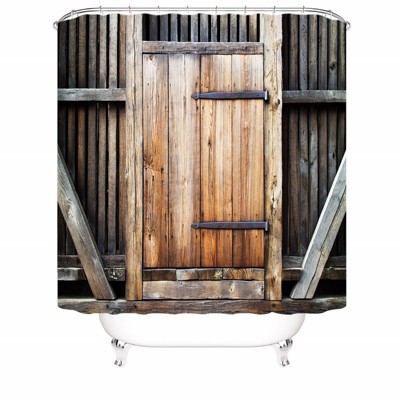 Farmhouse Wooden Door Shower Curtains for Bathroom Waterproof Fabric Bath Curtain Durable Soft Stylish Bathroom Decor 72x72 Inch
