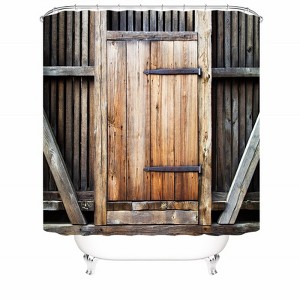Farmhouse Wooden Door Shower Curtains for Bathroom Waterproof Fabric Bath Curtain Durable Soft Stylish Bathroom Decor 72x72 Inch - 1 of 1