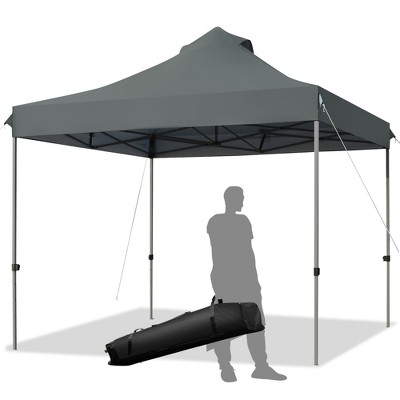 Costway 10' x 10' Portable Pop Up Canopy Event Party Tent Adjustable W/Roller Bag White\Blue\Grey