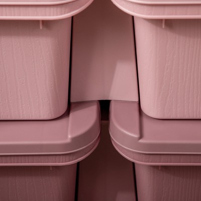 Pink and Burgundy 6-Drawer Kids Storage Unit with Plastic Bins