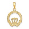 Black Bow Jewelry 14k Yellow Gold Friendship Love Loyalty Claddagh Pendant, 14mm - 3 of 4