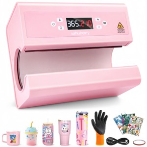 HOMDOX 29.5×22.6×16.3cm Auto-Tumbler Heat Press with Sublimation Paper Heating Band & Gloves 550.00 W, 550W Quick and Even Heating Process Purple/Pink - 1 of 4