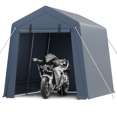 Heavy Duty Storage Shed, Waterproof Tarp with Ventilated Zipper Door for Motorcycle, Bike, Garden Tools