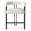 Mia Velvet Counter Height Bar Stool, Curved Armrest Bar Chair with Metal Legs, Upholstered Kitchen Island Stool-Maison Boucle - 2 of 4