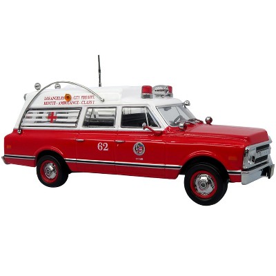 1969 Chevrolet C-10 Ambulance "Los Angeles City Fire Department" Red and White "5 Alarm" 1/50 Diecast Model by Iconic Replicas
