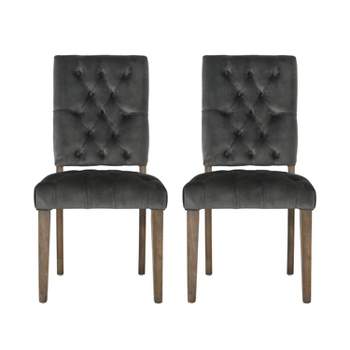 Set of 2 Saltillo New Velvet Dining Chair Charcoal - Christopher Knight Home