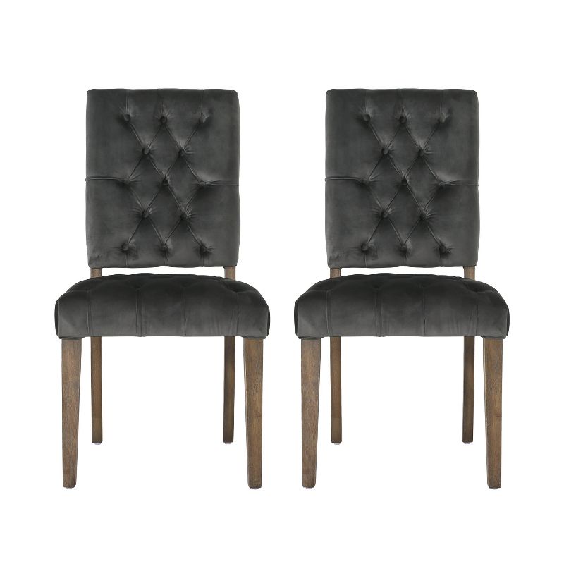 Set of 2 Saltillo New Velvet Dining Chair Charcoal - Christopher Knight Home, 1 of 7