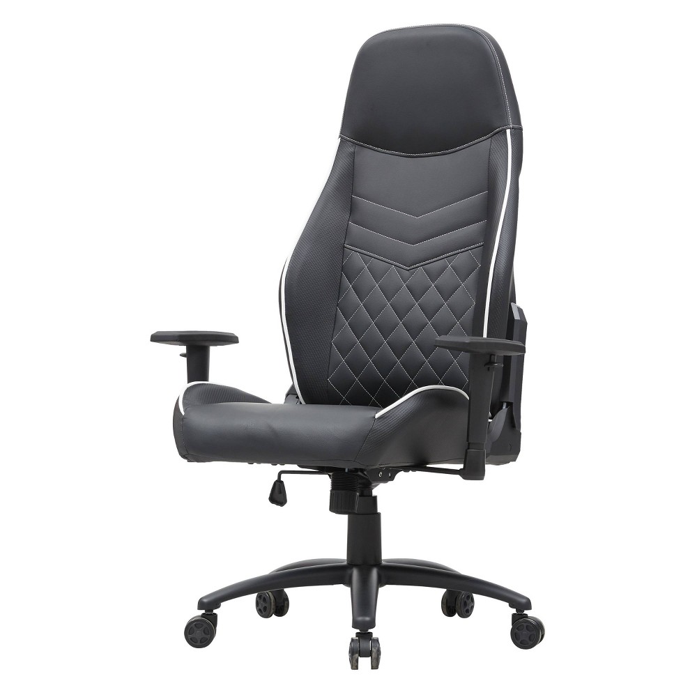 24/7 Shop At Home Ansar Diamond Stitched Faux Leather Gaming Chair: Adjustable, Swivel, Padded