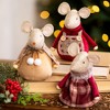 Northlight Plush Mice Trio Christmas Figures - 5" - Sand Brown and Burgundy - Set of 3 - 2 of 4