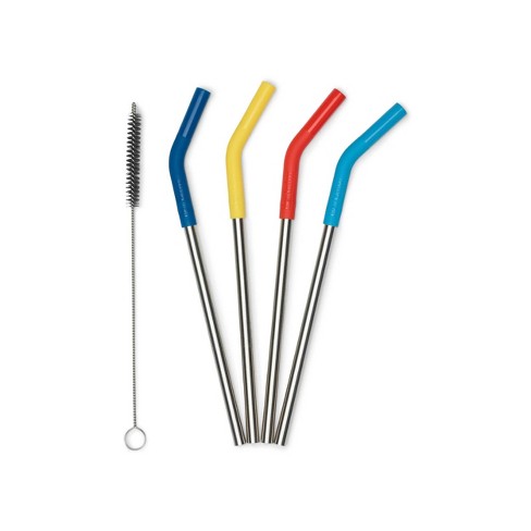 KOLORAE Stainless Steel Straws with Cleaning Brush Set of 10