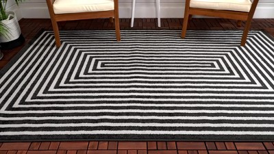 Beige Geometric 5' x 8' Synthetic Outdoor Area Rug