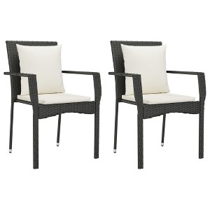 vidaXL Garden Chair Black PE Rattan Standard Size Durable Garden Chair - 1 of 4