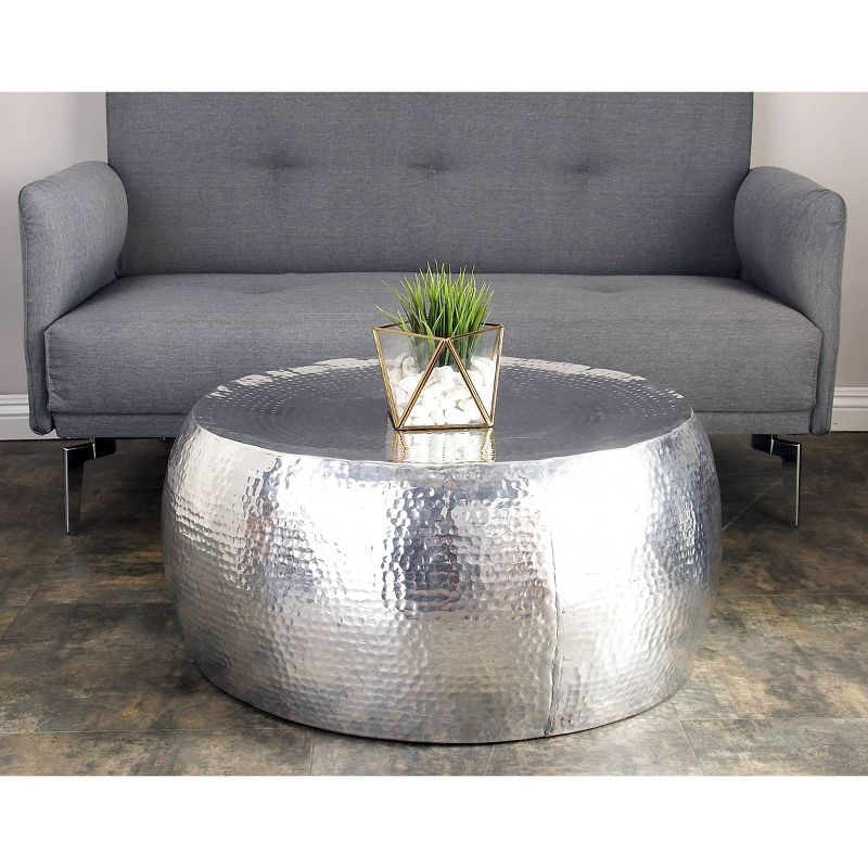 Contemporary Silver Drum Coffee Table Silver - Olivia &#38; May, 3 of 5