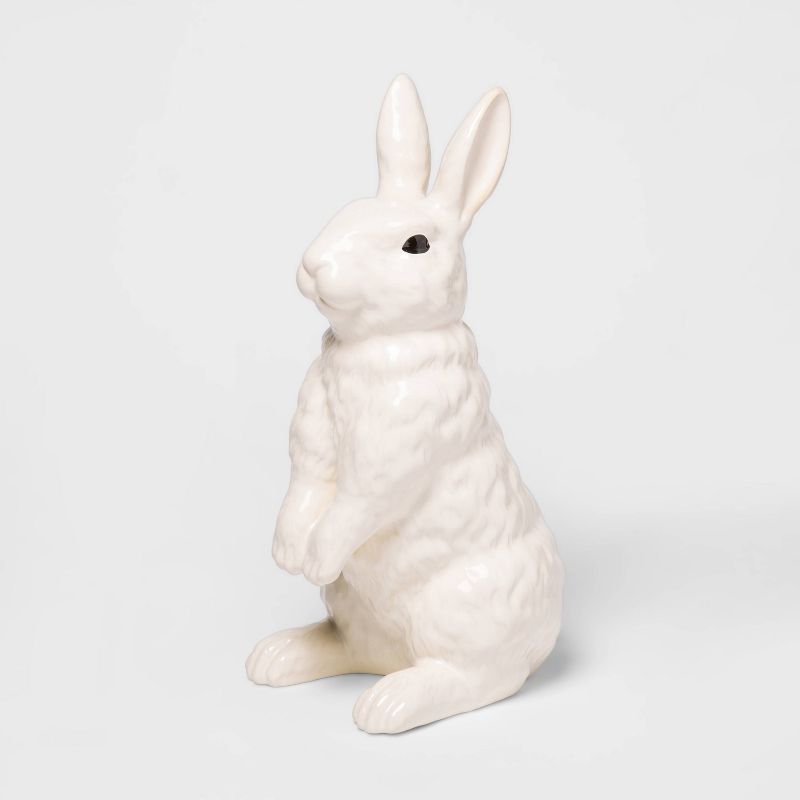 12.6&#34; x 5.3&#34; Decorative Ceramic Bunny Figurine White - Threshold&#8482;, 1 of 5