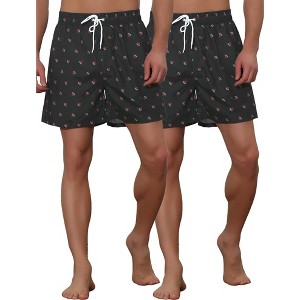 Lars Amadeus Men's Fruit-printed Drawstring Lightweight Holiday Board Shorts 2 Pack - 1 of 4