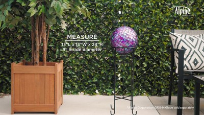 24" Black Metal Gazing Globe Stand for Outdoor Decor