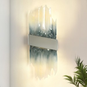 LNC Hanabalter 1-Light 8.6"W Luxury and Glam Novelty Wall Lights, Plating Chrome with Blue & Clear Textured Glass - 1 of 4