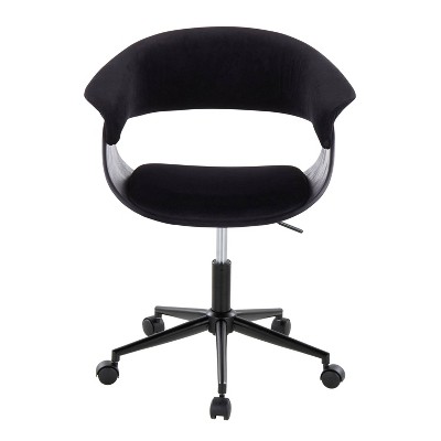 Black Velvet and Metal Swivel Office Chair