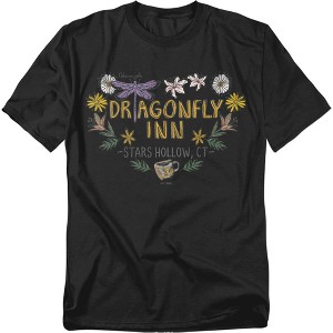 Men's Gilmore Girls Dragon Fly Inn Chalk Floral Heart T-Shirt - 1 of 4