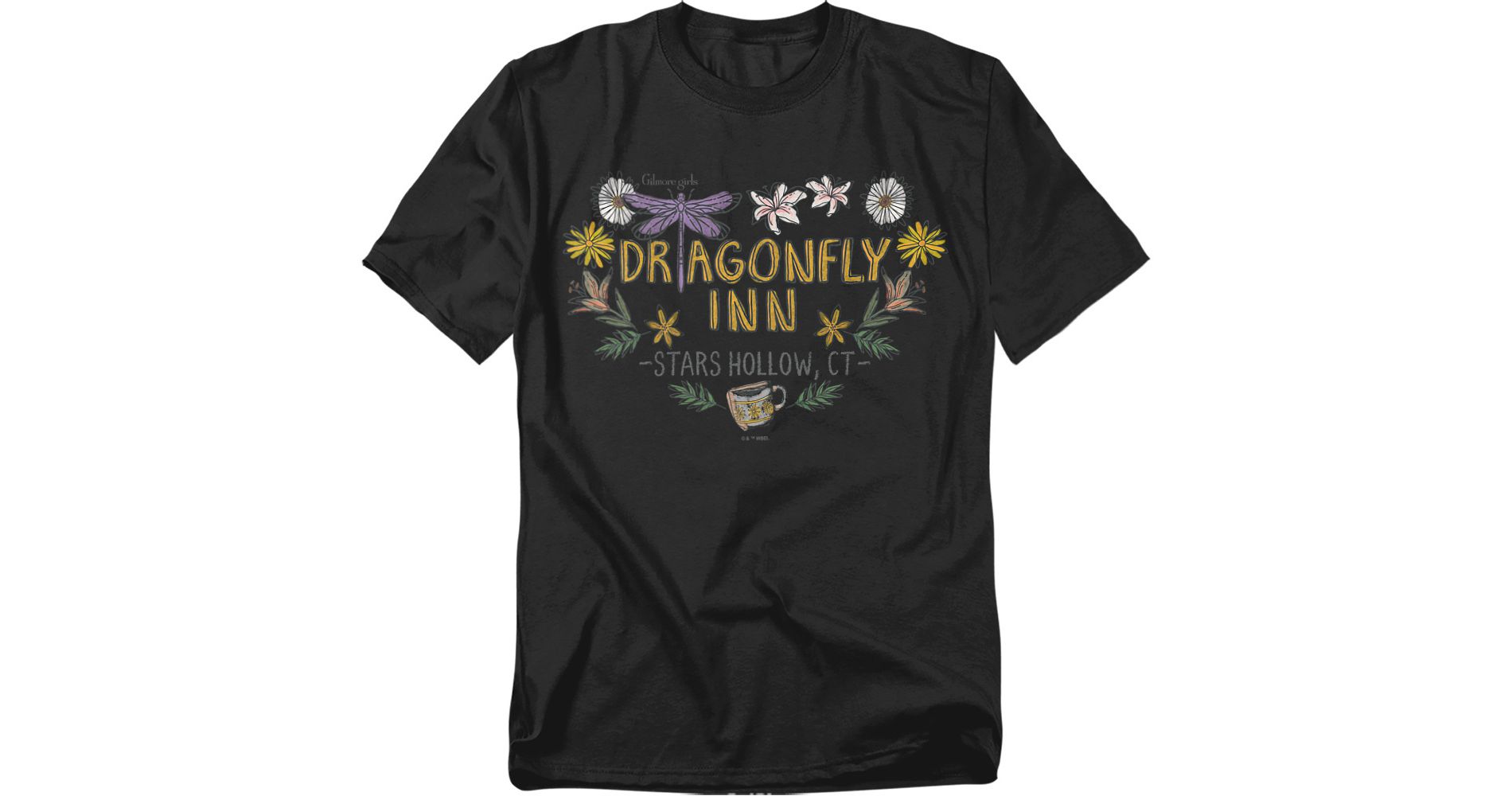 Men's Gilmore Girls Dragon Fly Inn Chalk Floral Heart T-Shirt