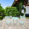 Four Seasons Courtyard Padova Foldable 3 Piece Powder Coated Steel Mesh Outdoor Patio Bistro Dining Set, Includes 1 Table and 2 Chairs, Blue - 4 of 4