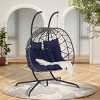Double Egg Chair With Stand,Hanging Wicker Rattan Basket Egg Chair With Cushion,Egg Chair 2 Seater,Egg Chairs For Patio-Cuddlewood - 3 of 4