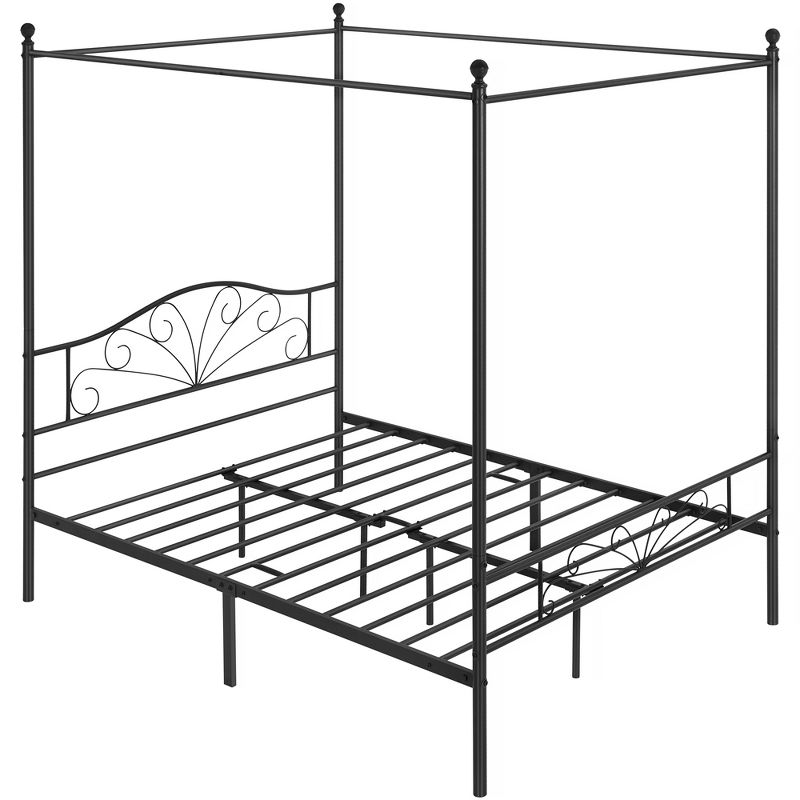 Yaheetech Metal Canopy Bed Frame, Four-poster Canopied Platform Bed with Arched Headboard, 1 of 8