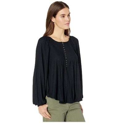 Free People Womens Ribbed Pullover Blouse