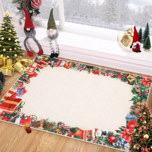 Christmas Area Rug Large Rugs for Living Room Washable Bedroom Throw Mats Non Slip Soft Low Pile Floor Carpet for Kitchen Dining Room - 1 of 4