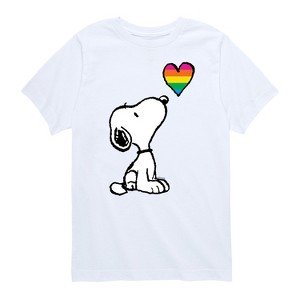 Boys' - Peanuts - Snoopy Rainbow Heart Short Sleeve Graphic T-Shirt - 1 of 4
