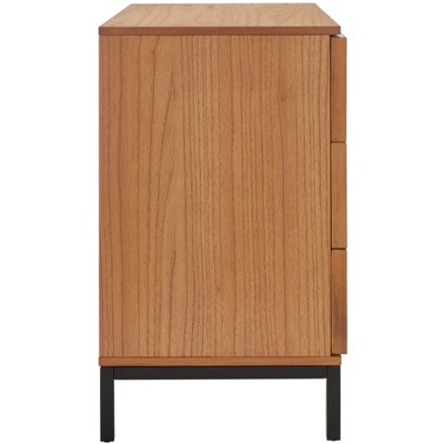 Natural Rattan and Black 3-Drawer Chest