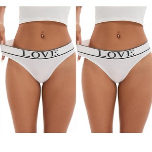 INSPIRE CHIC 2 Pcs Women's Mid-Waisted No Trace Briefs Cotton High Elasticity Underwear Thongs - 1 of 4