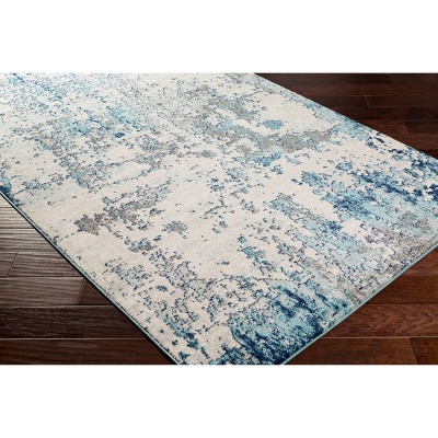 Axton Blue and Gray Abstract 9' x 12' Synthetic Area Rug