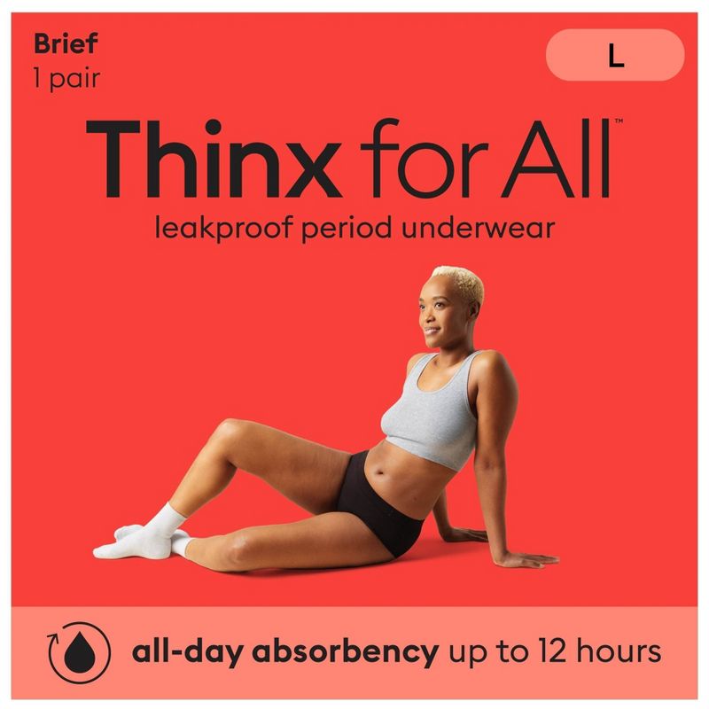  Thinx for All Period Underwear - Super Absorbency - Black Briefs, 3 of 10
