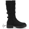 BLISSFUL STEP Women's Round Toe Buckle Chunky Heel Knee High Platform Boots - 2 of 4