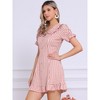 INSPIRE CHIC Women's Plaid Gingham Puff Sleeve Ruffle Peter Pan Collar Vintage Dress - 2 of 4