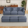 149.6" Modern Sofa Modular Sofa Couch Upholstered Corduroy L-Shape Sectional Sofa with Side Storage Pockets for Living Room, Beige - 3 of 4