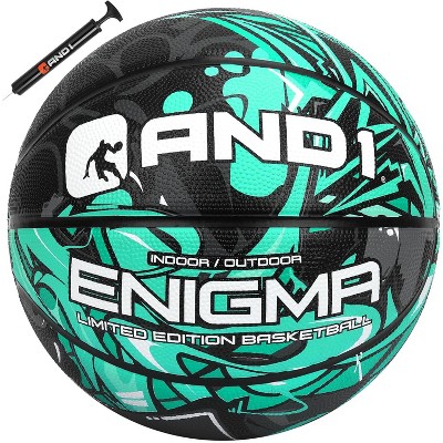 AND1 Enigma 28.5 Basketball - Intermediate Rubber Streetball for Indoor/Outdoor Play, Includes Pump, Official Women's High School, College, Size 6