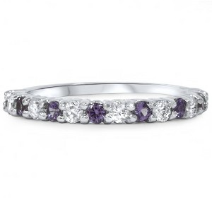 Pompeii3 1/2ct Alexandrite & Diamond Half Eternity Ring 14K White Gold SZ5 (Not Enhanced) - 1 of 4