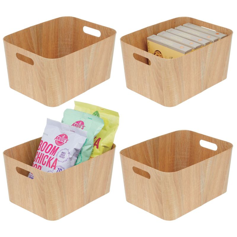 mDesign Wood Print Kitchen Food Storage Organizer Bin - 4 Pack, 1 of 8