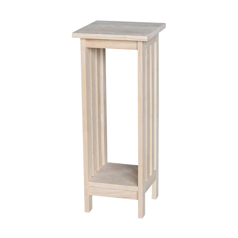 30" Mission Plant Stand Unfinished - International Concepts: Hardwood Square Freestanding Indoor Holder