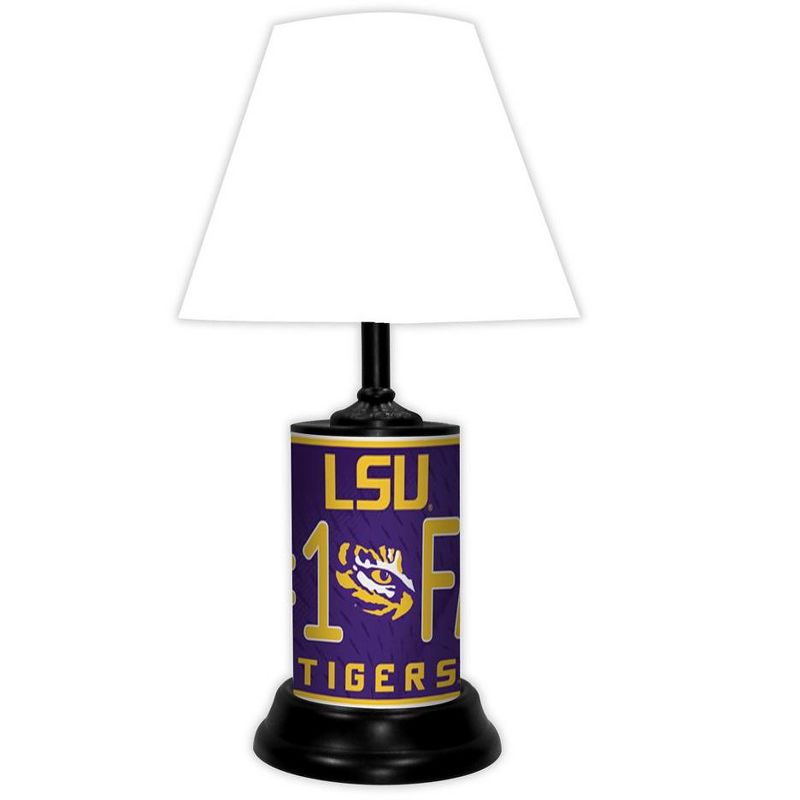 NCAA 18-inch Desk/Table Lamp with Shade, #1 Fan with Team Logo, LSU Tigers, 1 of 4