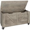 Acekool Storage Chest with Wheels, Wooden Trunk Bench 39.4" with Safety Hinges, 350 lb Support, Rounded Corners, Entryway, Living Room, Gray - 2 of 4