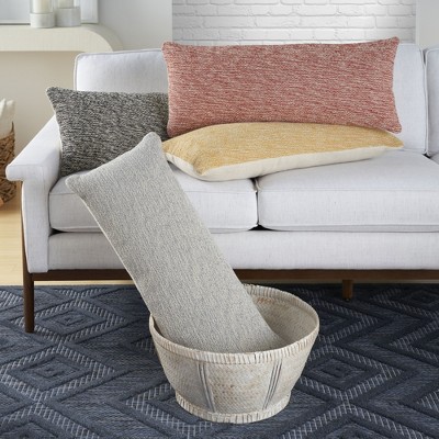 Black Cotton Rectangular Throw Pillow with Polyester Insert